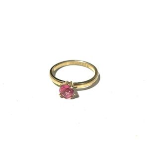 18k Gold Plated Ring with Pink Stone Size 5.75